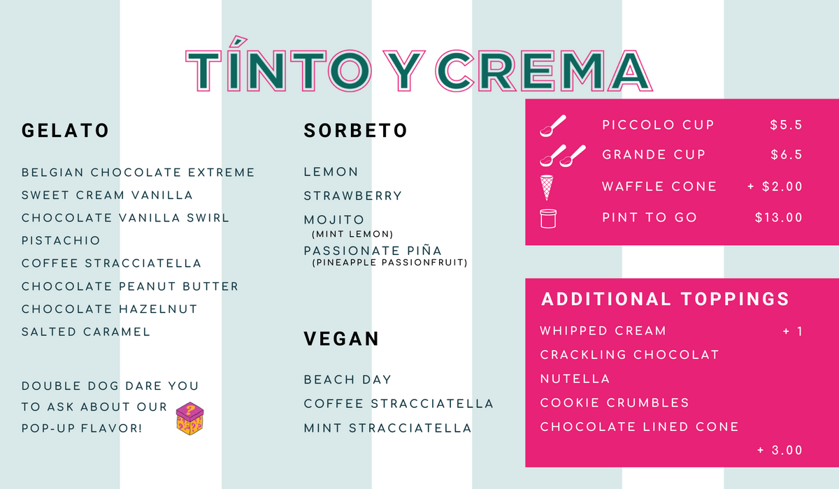 Menu – Tinto y Crema
